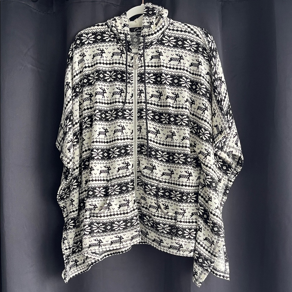 Black and White Patterned Women's Hoodie